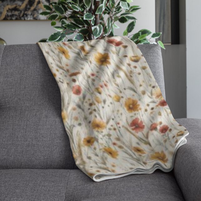 Rustikale Wildblumen - Boho Fall Floral Muster Fleecedecke (Von Creator hochgeladen)
