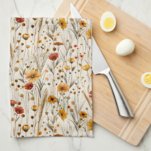 Rustikale Wildblumen - Boho Fall Floral Muster Geschirrtuch