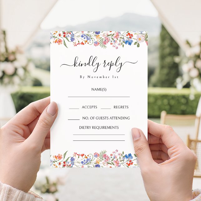 Rustikale Wildblumen Boho-Hochzeit RSVP-Karten Begleitkarte (Von Creator hochgeladen)