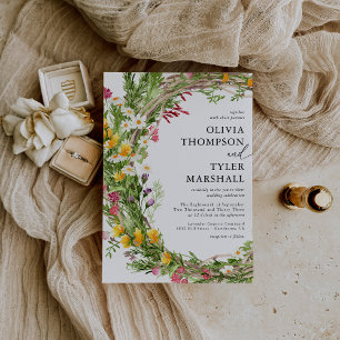 Rustikale Wildblumen Boho-Hochzeitseinladung Einladung