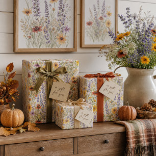 Rustikale Wildblumen-Botanik-Herbstblumen Geschenkpapier