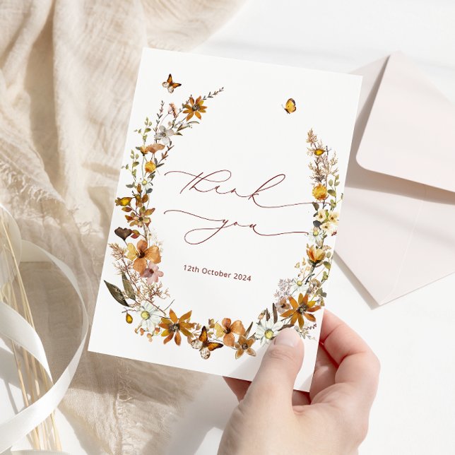 Rustikale Wildblumen Brautparty Danke Karte (Von Creator hochgeladen)