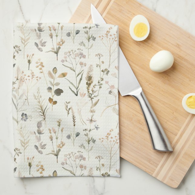 Rustikale Wildblumen Cotattcore Geschirrtuch (Viertel Falte)