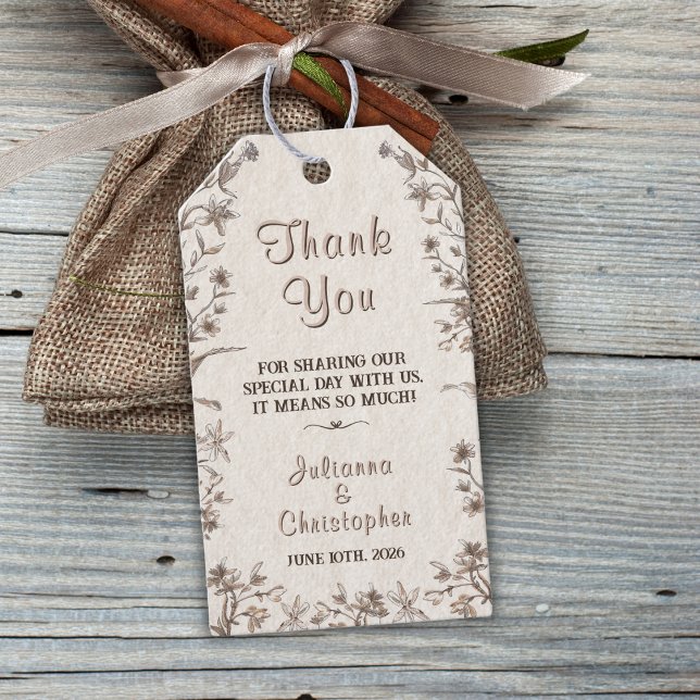 Rustikale Wildblumen des Boho Erthy Neutrals Geschenkanhänger (Von Creator hochgeladen)