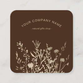 Rustikale Wildblumen Erdiges Florales Logo Quadratische Visitenkarte