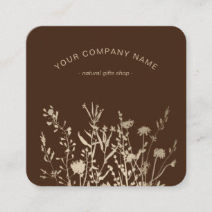 Rustikale Wildblumen Erdiges Florales Logo Quadratische Visitenkarte