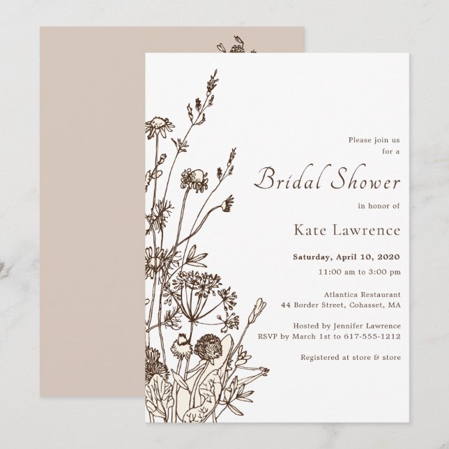 Rustikale Wildblumen fallen Brautparty Einladung (Vorne/Hinten)