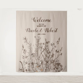 Rustikale Wildblumen fallen florale Hochzeitsszena Wandteppich