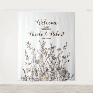 Rustikale Wildblumen fallen florale Hochzeitsszena Wandteppich
