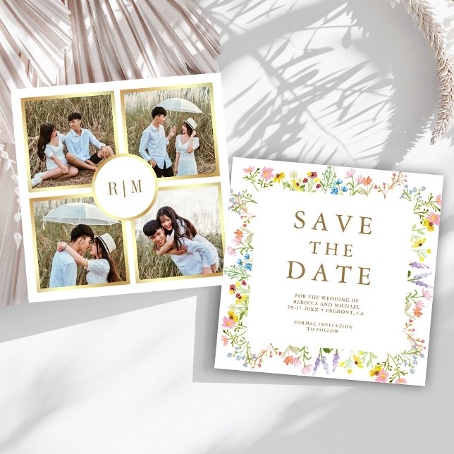Rustikale Wildblumen-Foto-Collage-Hochzeit Save The Date (Von Creator hochgeladen)