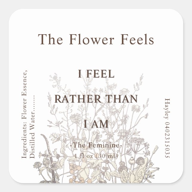 Rustikale Wildblumen Herthy Floral Quadratischer Aufkleber (Vorderseite)
