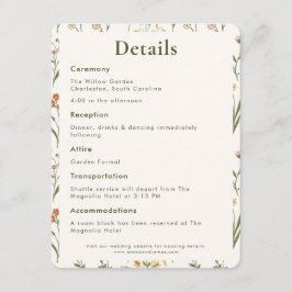 Rustikale Wildblumen-Hochzeit Begleitkarte