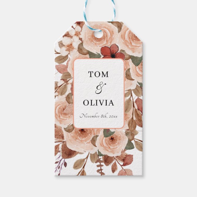 Rustikale Wildblumen Hochzeit Geschenkanhänger (Vorderseite)