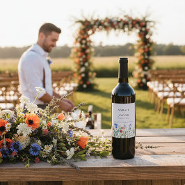 Rustikale Wildblumen-Hochzeit Weinetikett