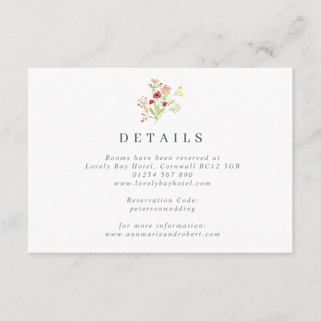 Rustikale Wildblumen Hochzeitkarte Begleitkarte (Vorderseite)