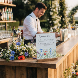 Rustikale Wildblumen-Hochzeits-Signature-Drinks Acrylschild