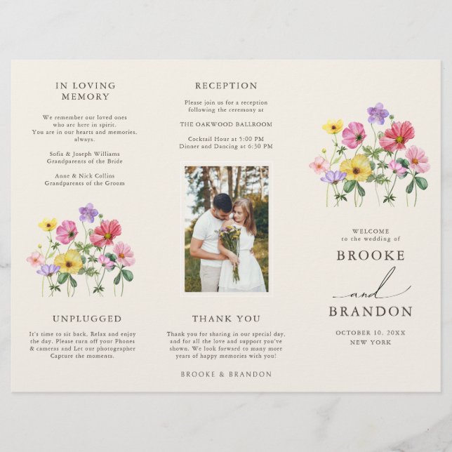 Rustikale Wildblumen-Hochzeitsmappe im Boho-Stil (Vorderseite)