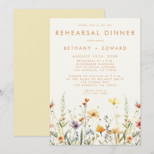 Rustikale Wildblumen-Hochzeitsprobe Dinner Einladung