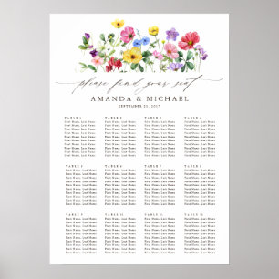 Rustikale Wildblumen-Hochzeitssitzordnung Poster