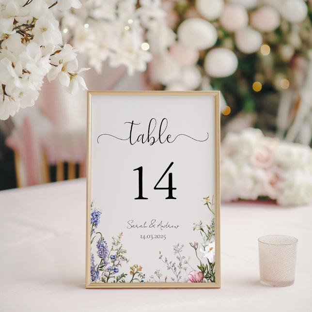 Rustikale Wildblumen-Hochzeitstisch-Nummer Tischnummer (Von Creator hochgeladen)