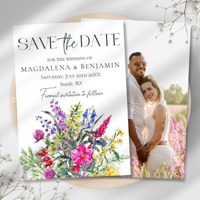 Rustikale Wildblumen & Kräuter Foto Hochzeit Save The Date (Von Creator hochgeladen)