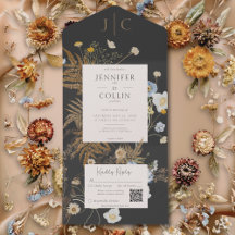 Rustikale Wildblumen Monogram QR Code