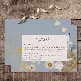 Rustikale Wildblumen Monogramm Dusty Blue Details Begleitkarte