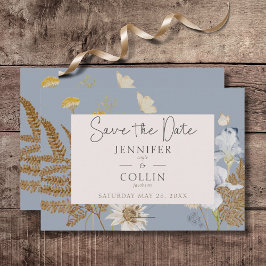 Rustikale Wildblumen Monogramm Dusty Blue Save The Date