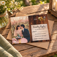 Rustikale Wildblumen-Monogramm-Foto Hochzeit RSVP