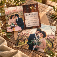 Rustikale Wildblumen-Monogramm-Foto Hochzeits-RSVP