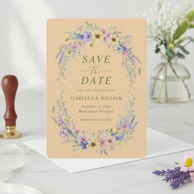 Rustikale Wildblumen-Save-the-Date-Erde wilde Wäld Einladung (Von Creator hochgeladen)