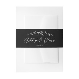 Rustikale Wildblumen Script Black & White Wedding Einladungsbanderole