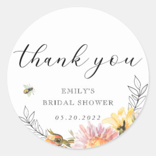 Rustikale Wildblumen- und Bienen-Hochzeitsdusche-D Runder Aufkleber