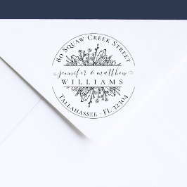 Rustikale Wildblumen Verheiratete Paare Rücksendea Gummistempel