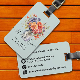 Rustikale Wildblumen Wasserfarbe Mason Jar Pale Bl Gepäckanhänger