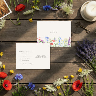 Rustikale Wildblumen-Wiese Hochzeit RSVP  Postkarte