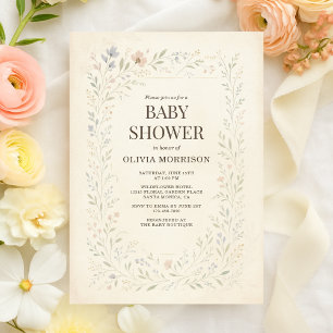 Rustikale Wildblumengarten-Boho-Baby-Party Einladung