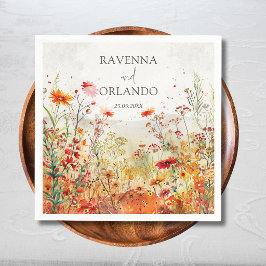 Rustikale Wildblumenwiese Herbsthochzeit Serviette