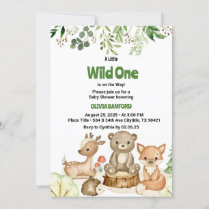 Rustikale Wildtier-Einwaldkreaturen Kinderdusche Einladung