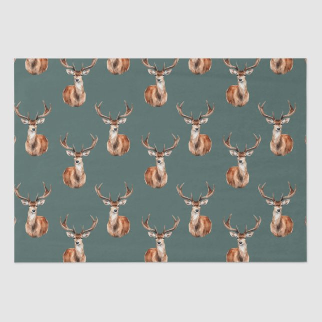 Rustikale Wildtiere Grüne Wasserfarbe Seidenpapier (Vorderseite)