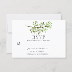 Rustikale Wildwälder Kiefernzweig Minimalistische  RSVP Karte