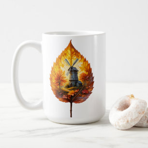 Rustikale Windmühle im Herbstglühen Kaffeetasse