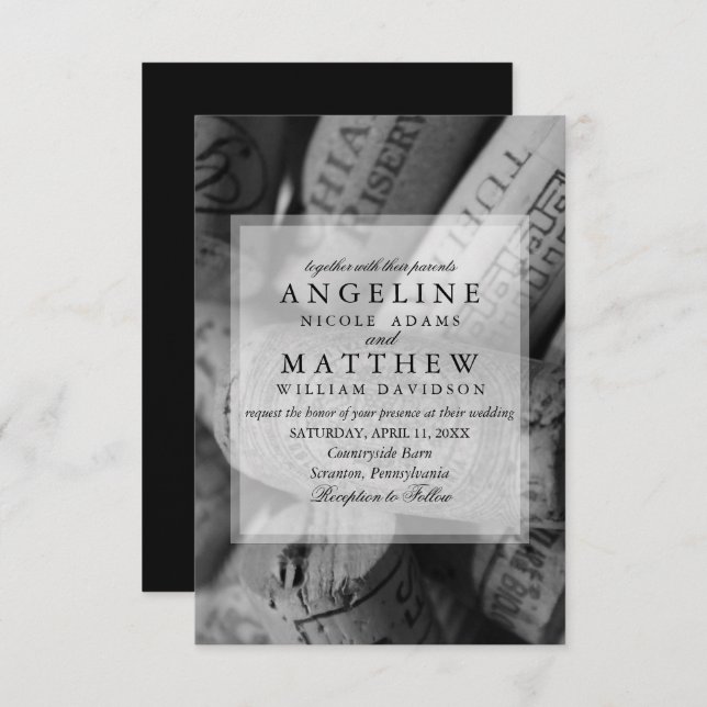 Rustikale Wine Cork Hochzeit Einladung (Vorne/Hinten)