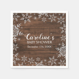 Rustikale Winter Baby Dusche Glitzer Schneeflocken Serviette
