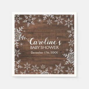 Rustikale Winter Baby Dusche Glitzer Schneeflocken Serviette