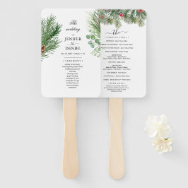 Rustikale Winter-Beeren-Kiefer-Grün-Hochzeit Fächer