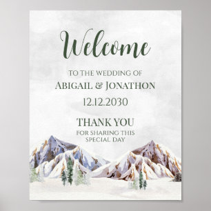 Rustikale Winter-Berghochzeit Willkommen Poster
