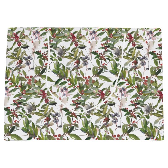 Rustikale Winter Berries Urlaub Große Geschenktasc Große Geschenktüte (Vorderseite)