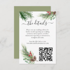 Rustikale Winter Berry Pine Grüne Hochzeit Begleitkarte