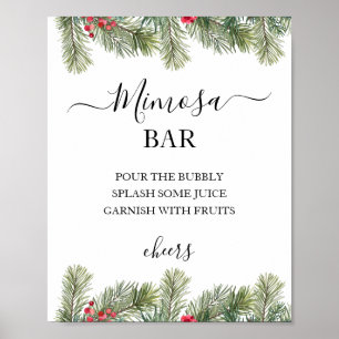 Rustikale Winter Berry Pine Grüne Hochzeit Poster